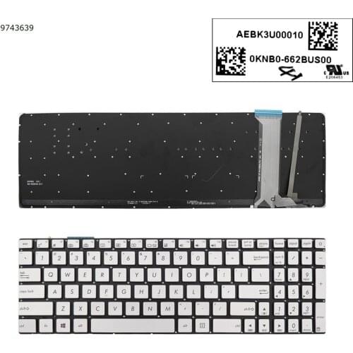 US QWERTY New Replacement Keyboard for ASUS N551JQ N551JW N551JX N551ZU N551J N551JB N551JK N551JM Laptop Silver with Backlit
