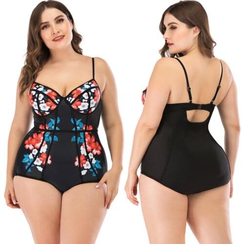 Sexy Bikini One Piece 2020 Swimsuit Women Plus size Swimwear Printed Bikini Set 4XL Push Up Female Beachwear Bathing maillot de