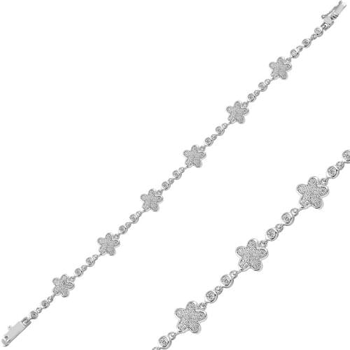 Silver 925 Sterling Flower Zircon Stone Bracelet