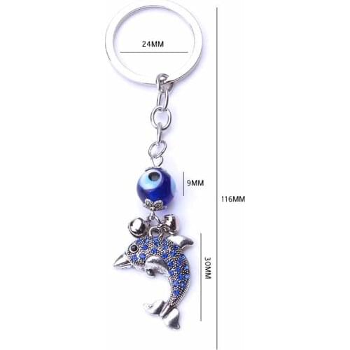 EVIL EYE new fashion turkey evil eye fish swan dolphin charms keychain For Women Girl Decorative Keychain bag