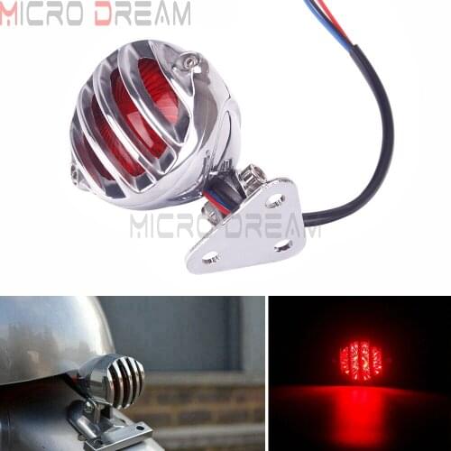Vintage Motorcycle 12v LED Tail Brake Light Retro Bates Rear Lamp for Harley Cafe Racer Bobber Custom Scrambler Grill Taillight