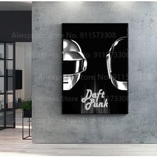Vintage Poster Daft Punk Helmet Mask Music Poster And Print Canvas Art Painting Wall Pictures For Living Room Home Decoration