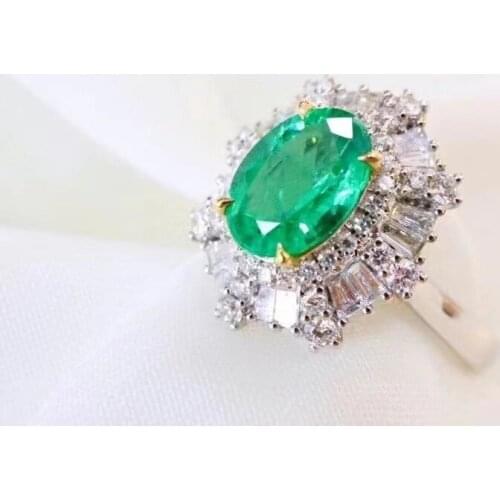 High Quality 100% Emerald Ring 100% Natural And Real 925 Sterling Silver Fine Jewelry Emerald Ring