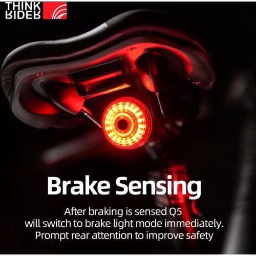 ThinkRider Cycling Taillight Bicycle Smart Auto Brake Sensing Light IPx6 Waterproof LED Charging Bike Rear Light