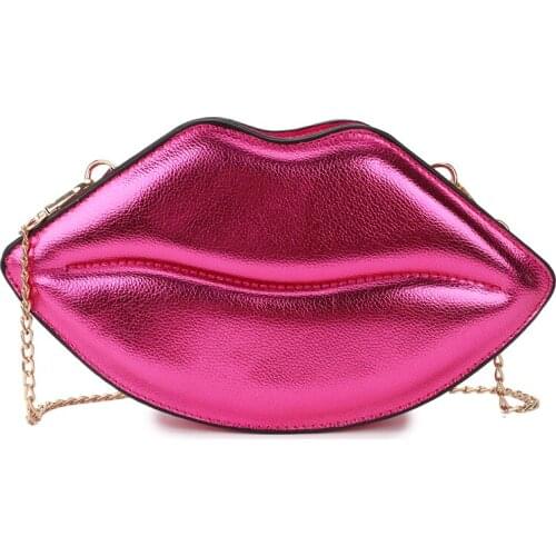 Sexy Lips Style Fashion Pu Ladies Day Clutch Bag Chain Purse Shoulder Bag Handbag Womens Crossbody Mini Messenger Bag Flap