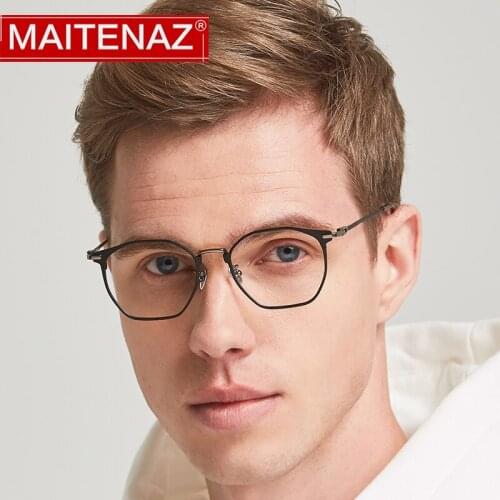 MAITENAZ Ultralight Titanium Prescription Eyeglasses Vintage Myopia Hyperopia Glasses for Men Women Comfortable Spectacles L1861