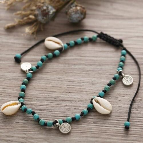 2021 New Bohemian Shell Beaded Anklets Women Fashion Barefoot Chain Jewelry