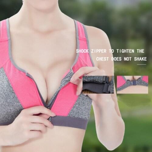 SEXYWG Women Zipper Push Up Sports Bras Shockproof Underwear Running Vest Gym Workout Fitness Tops Sportswear Yoga Motion Top