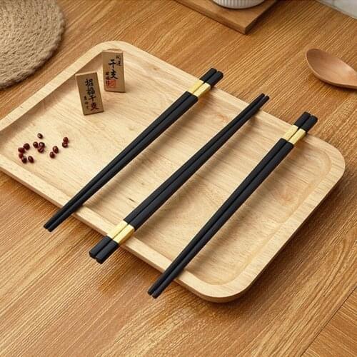 1 Pair Classic Black Chopsticks Alloy Non-Slip Sushi Food Sticks Chop Sticks Reusable Easy To Clean Chopsticks Chinese Gift