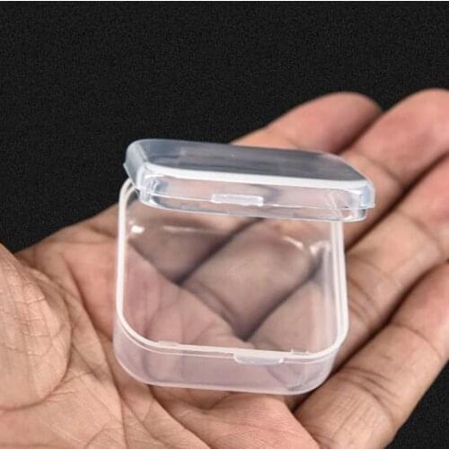 1Piece) 3.5X3.5X1.5cm Mini Clear Plastic Small Box Fashion Jewelry Earplugs Storage Boxes Case Container Beads Organizer