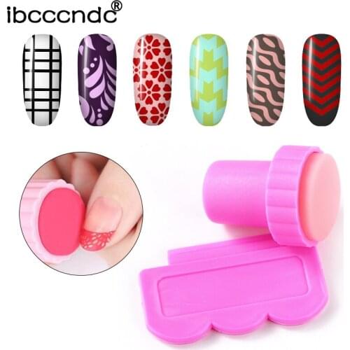 1pc Pink Nail Art Design Stamping Scraper Set DIY Nail Art Decorations Polish Stamp Stamper Template Plastic Nail Art Tools Kit