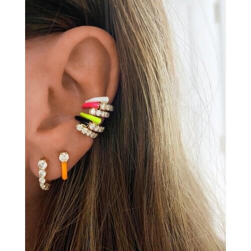 2020 summer fluorescent earring new Neon enamel hoop yellow white orange pink Mini small Huggie hoop