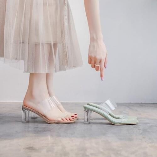 2020 Clear Heels Slippers Women Sandals Summer Shoes Woman Transparent Slippers High Heels Pumps Wedding Sandal zapatos de mujer
