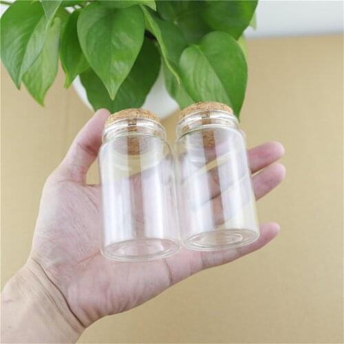 6 pcs/lot 47*80mm 90ml Glass bottle With Cork Test Tube Tiny Storage Containers Small Glass Jars Spice Bottle Stopper Vial
