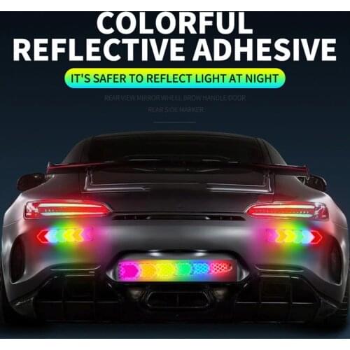 Car Stickers Strong Reflection Safety Rearview Mirror Auto Anti-Scratch Warning Drop Glue Colorful Reflective Warning Decals