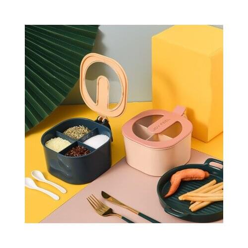 3 Color Plastic Food Seasoning Jar With Lid Container Spice Boxes Transparent PP Salt Pepper Cumin Powder Kitchen Supplies