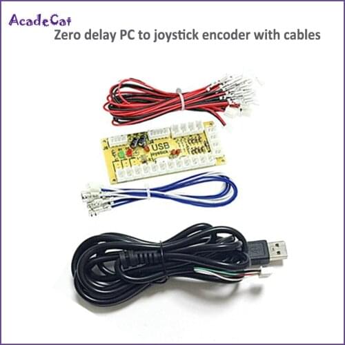 Free shipping Zero Delay PC Game USB joystick Encoder controller PCB with wire DIY MAME/PC fighting joystick Raspberry Pi kits