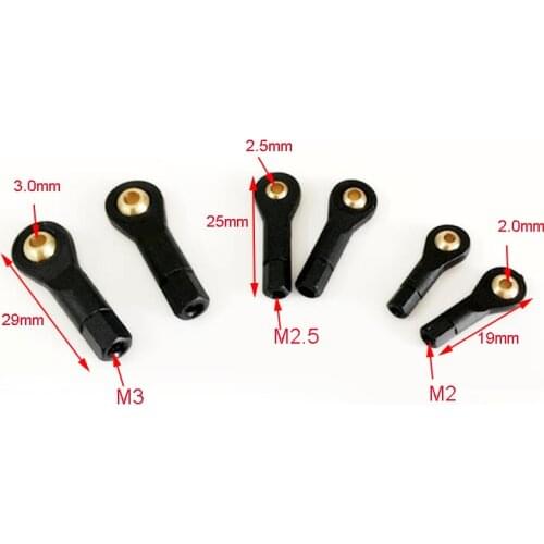 2Pcs M2/M2.5/M3 Black Plastic Ball Ends Pull/Push Rod Ball Head Linkage Connectors for DIY RC Car/Boat/Airplane Models Robot
