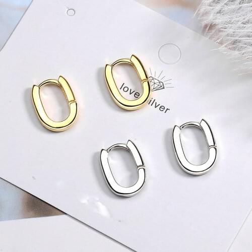 Girls' Lovely Ellipse Simple Style Hoop Earrings Smooth Golden/White Color Small Huggie Tiny Charming Earring Piercing For Women