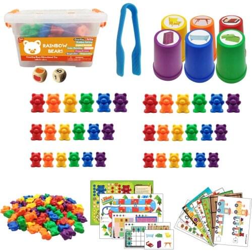 Montessori Rainbow Counting Bears Toys Number Color Recognition Game Toys for Children Math Early Education Christmas Gifts