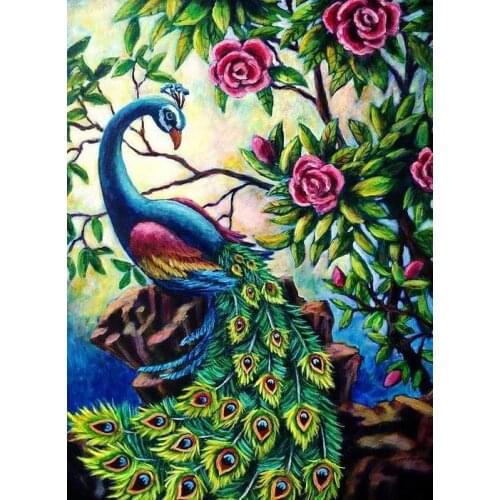 JMINE Div 5D peacock rose flower Full Diamond Painting cross stitch kits art High Quality Animal 3D paint by diamonds