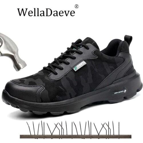 Mens Steel Toe Cap Safety Work Shoes Lightweight Breathable Construction Protective Footwear For Men Anti-puncture Work Sneaker