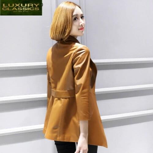 Jacket Genuine Leather Montone Women Real Natural Sheepskin Coats Female Outwear Plus Size Spring Autumn Clothes LWL1440