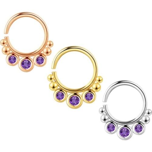Brass Septum Clicker Hoop Ring Nose Labret Ear Tragus Cartilage Daith Helix Earring Stud Piercing Jewelry Conch Earrings