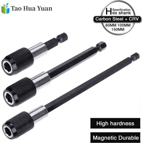 3pcs 1/4 Inch Hex Shank Quick Release Screwdriver Magnetic Bit Holder with Adjustable Collar Extension Bar 60/100/150mm Tool Set