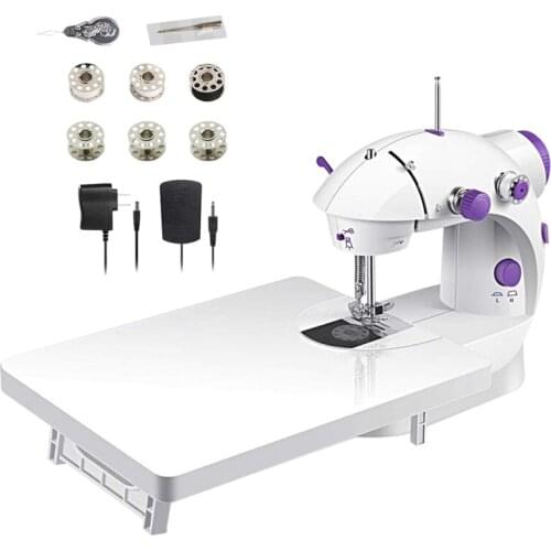 Mini Portable Sewing Machine with Extension Table Sew Needlework Clothes Electrec Sewing Machine Stitch Set-US Plug