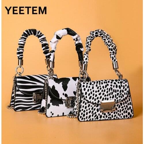 Fashion Womens New Texture Leopard Print Shoulder Bag Female Bag Pu Fashion All-match Chain Small Square Bag Messenger Bag