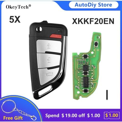 New 1PC/5PCS Xhorse XKKF20EN Universal Wire Smart Remote Key Memoeial Knife Style For VVDI Key Tool 4 Buttons Flip Key Proximity