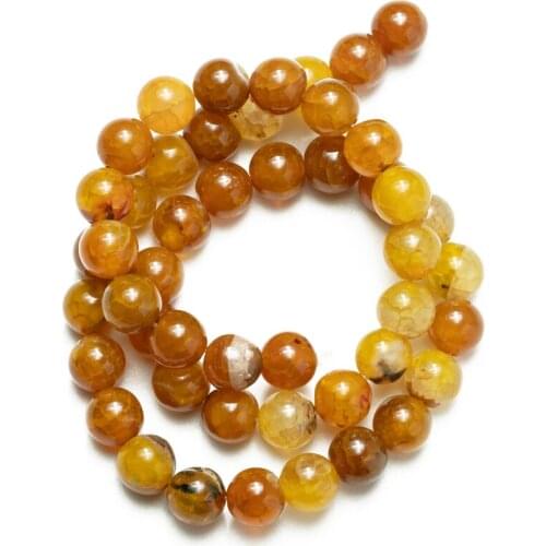 Wholesale Natural Stone Orange Cracked Agates Beads Fire Dragon Veins Beads for Jewelry Making DIY Bracelet 4 6 8 10 12mm