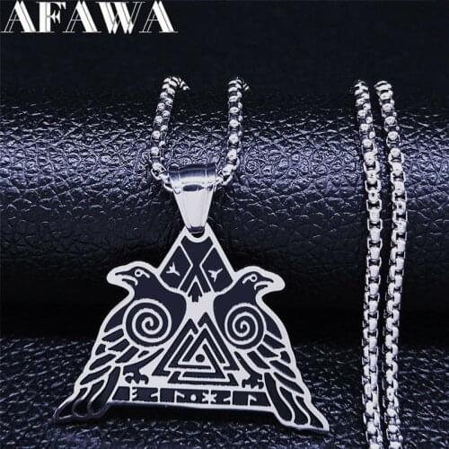 Viking Mountain Crow Stainless Steel Pendant Necklace Women/Men Silver Color Necklace Jewelry colgante hombre N4075S02