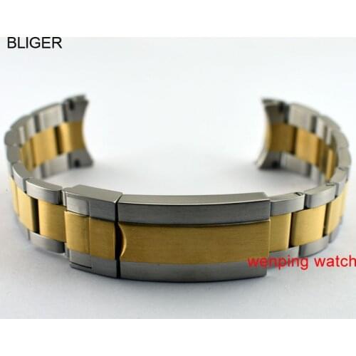 P651 Sterile Yellow and Gold 20mm watch strap Solid steel watch bracelet bands