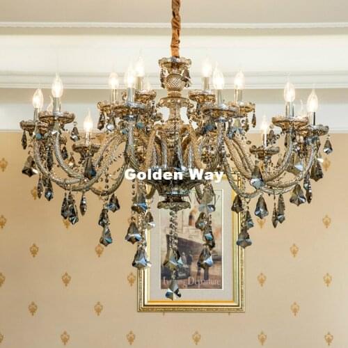 Modern Smokey Crystal Chandelier lighting Smoky Gray Crystal Chandeliers Large Chandelier Lighting Bedroom Living Room Lighting
