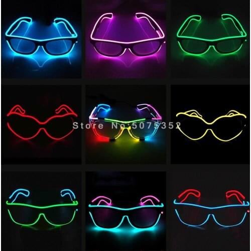 Wedding Party Led Glasses Heart Shape Neon Sunglasses Birthday Rave EL Bright Sun Glasses For Men Women Dance Wear