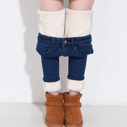 Warm Plus Size Winter Jeans for Women Female High Waist Skinny Thick Casual Trousers Stretch Velvet Denim Pants Streetwear Y395