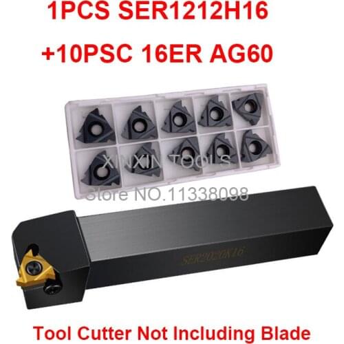 SER1212H16 SER1616H16 SER2020K16 External thread CNC Turning tool 1pcs+16ER AG60 Carbide insert 10pcs 11pcs/set