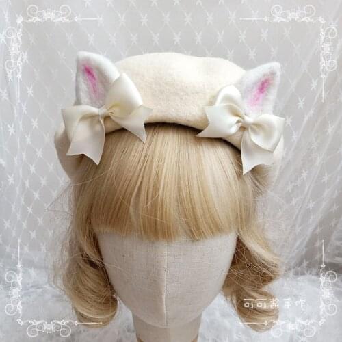 Thickened Three-Dimensional Beret Lolita Woolen Sweet Japanese Girl Heart All-Match JK Hat Autumn and Winter Warm