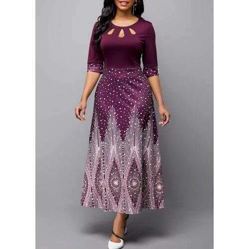 Vintage V-neck Print Ball Gown Maxi Dressss Women 2020 Spring Summer Casual Plus Size Long Sleeve Elegant Slim Long Party Dress