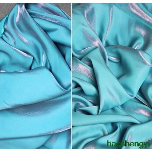 High density smooth white water blue ice silk satin cloth, fashion net red clothing design fabric