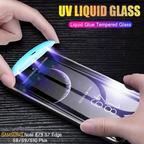 UV Liquid Tempered Glass Screen Protector for Samsung Galaxy S8 S9 S10 Plus S10e Note 8 9 S7 Edge Full Cover Screen Film Glass