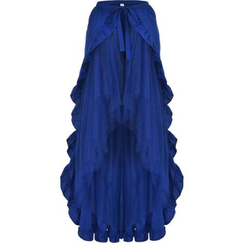 Vintage Long Maxi Steampunk Skirts Renaissance Punk Gothic Corset Skirt Tulle High Low Asymmetrical Victorian Lolita Party Skirt