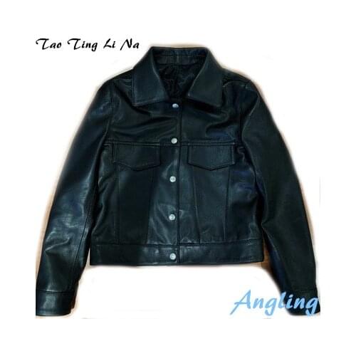 2020 Women New Fashion Genuine Real Sheep Leather Jacket G38