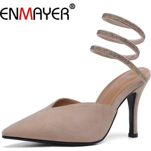 Enmayer Kid Suede Pointed Toe Women Shoes Sapato Feminino High Heel Shoes Sexy Heels Heels Women Size 34-39 ZYL2734