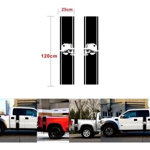 1Pair Skull Decal for Dodge Pickup Truck Bed Stripes Decal 120*25cm Car Stickers Car Body Accessories BlacK