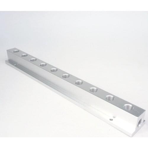 1/4" BSP Female 10 Way Solid Aluminum T-Shape Air Manifold Block Splitter