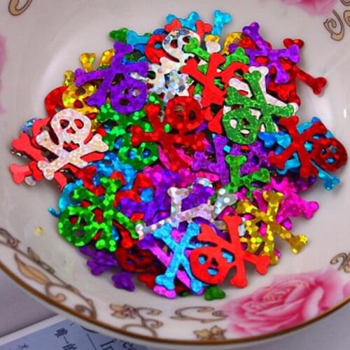 100pcs/pack 18MM Skull Loose Sequins Mixed Color Paillettes Sewing Wedding Craft Women DIY Halloween Lentejuelas Accessories