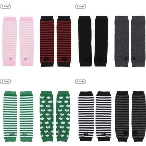 2Pair Long Fingerless Gloves Arm Cover Striped Cotton Wrist Sleeves Arm Warmer Sleeve Knitted Gloves Women Christmas Accessories
